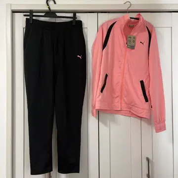 미사용 PUMA 핑크 블랙 저지 세트 여성용 M 사이즈