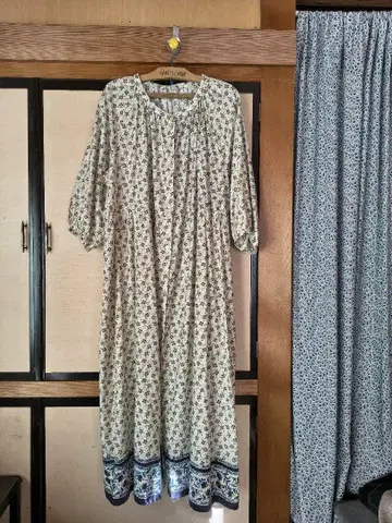 Samansa Mos2 올 패턴 롱 원피스 7부 소매