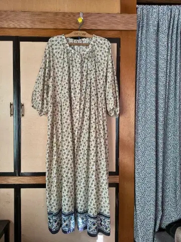 Samansa Mos2 올 패턴 롱 원피스 7부 소매