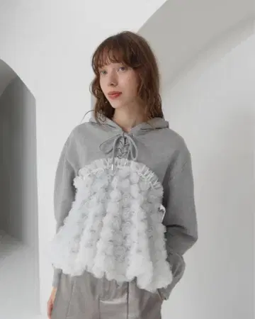 POPPY tulle docking hoodie ( gray )