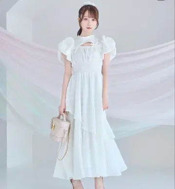 Rosemuse 자카드 체크 드레스 화이트