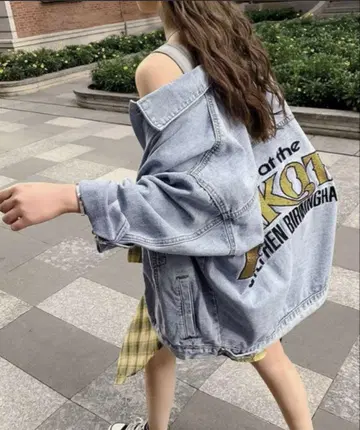 데님 자켓 라이트 블루 백 로고