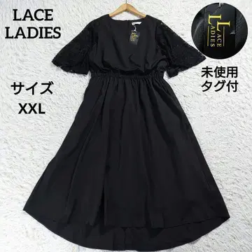 미사용 택 포함 레이스 여성용 피쉬테일 원피스 A라인 블랙 XXL