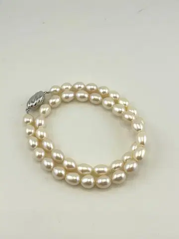 드롭 펄 진주 목걸이 실버 silver 금장 장식 약 7mm