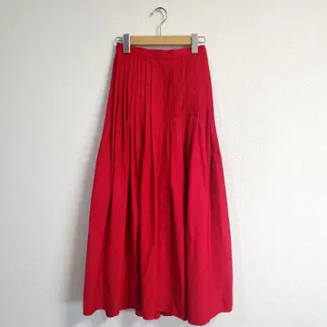SHE 도쿄 플레어 플리츠 롱 스커트 빨간색 36