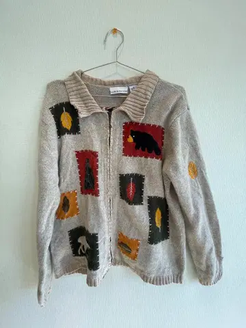 구제 의류 80s 빈티지 패치워크 디자인 가디건