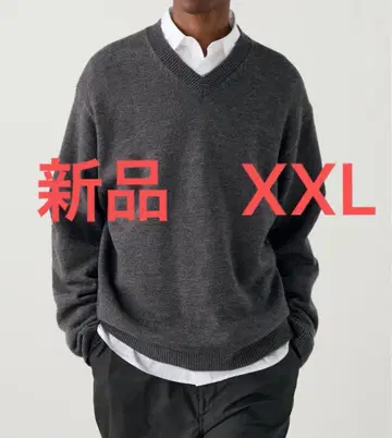[미사용 새상품] UNIQLO C 릴랙스 V넥 스웨터 그레이 XXL