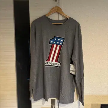 HARLEY-DAVIDSON 로고 프린트 긴팔 티셔츠 XL 그레이