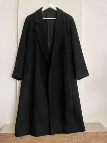 울 100% 따뜻한 롱 코트 오버 사이즈 블랙