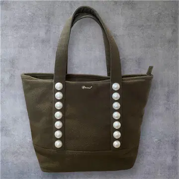 MUVEIL 펄 토트백 울 소재 카키