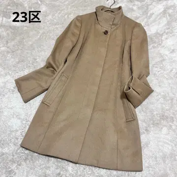 새상품급 23구 캐시미어 100% 스탠드 카라 코트 베이지 38