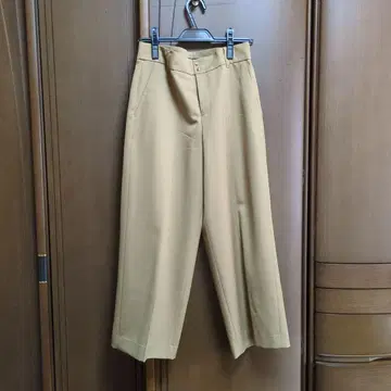 23구 울 개버딘 와이드 팬츠 카멜색