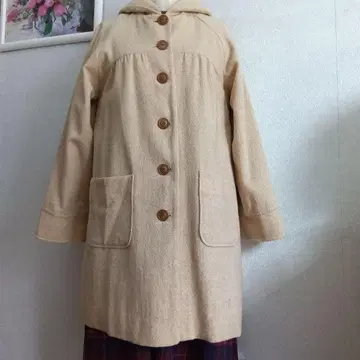 미사용 사만사 모스모스 후드 부착 베이지 롱 코트