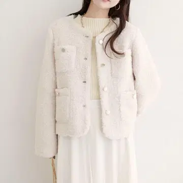 새상품 natural couture 라메 반지 보아 노카라 자켓