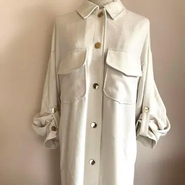 ZARA 자라 화이트 긴팔 오버 사이즈 셔츠 자켓 코트
