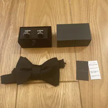 트리트 드레싱 나비 넥타이 커프스 세트 신랑 블랙 결혼식 전전 촬영