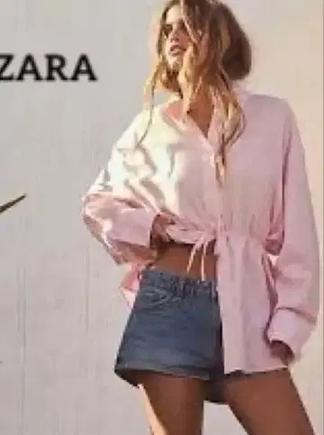 [ ZARA ] 2way 루즈핏 리본 셔츠 레이온 x 린넨 M 사이즈