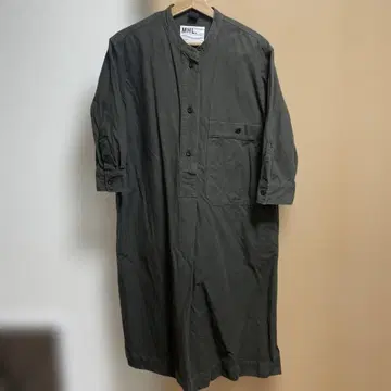 MH, 다크 카키 그레이 원피스 9분 소매 사이즈 I