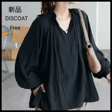 [ 새상품 ] Discoat 블라우스 셔츠 풀오버 루즈핏 긴팔 블랙