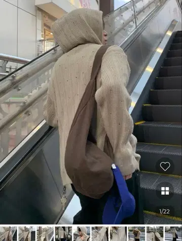 펀칭 데미지 니트 후드 파커
