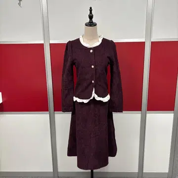 와인 레드 긴팔 프릴 롱 원피스