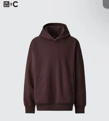 UNIQLO C 맨투맨 오버 사이즈 풀 후드티 다크 브라운