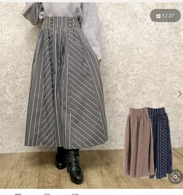 axes femme 연 버튼 와이드 팬츠 그레이 프리