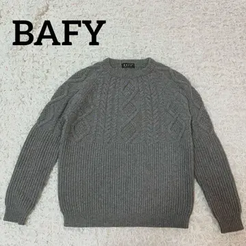 [ 새상품급 ] BAFY 이탈리아제 울 100% 케이블 니트 그레이
