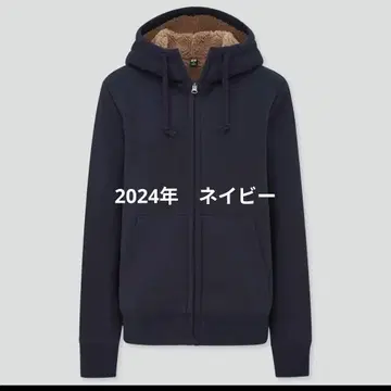 새상품 유니클로 보아 맨투맨 풀 집업 후드티 S 네이비 복슬복슬
