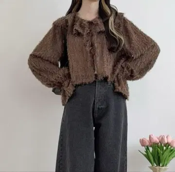 mero boutique 2018 퐁퐁 시어 블라우스 브라운