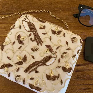 클러치 백 화이트 자수 작은 새 화이트 기모노 파티 결혼식