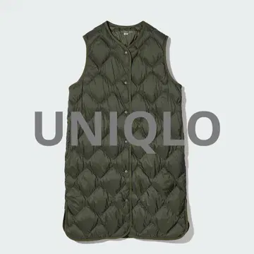 유니클로 UNIQLO 카키 울트라 라이트 다운 롱 베스트 M 아우터