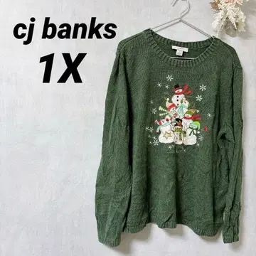 새상품급 cj banks [ 1X ] 눈사람 자수 긴팔 니트 [1점]