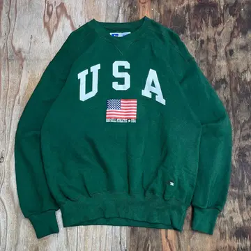 90s 러셀 맨투맨 USA 그린 하이코튼 VINTAGE