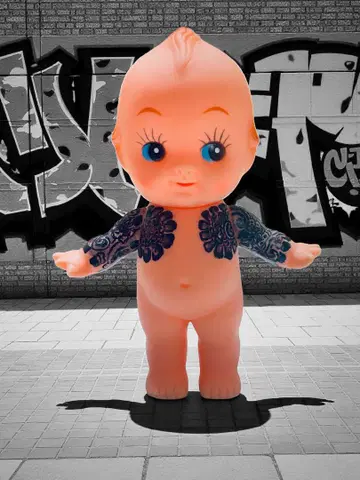 문신 큐피 팔 문신풍 타투 일본풍 약 12cm