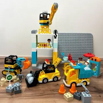 LEGO 레고 듀플로 타워 크레인과 공사장 10933 기초판 포함