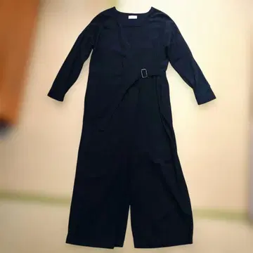 hagumu 블랙 올인원 벨트 포함 린넨 x 레이온