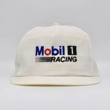 90s USA제 모빌 1 레이싱 자수 캡 모빌 화이트