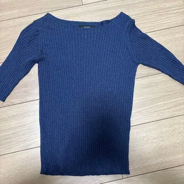 UNITED ARROWS 네이비 리브 니트 오부 소매