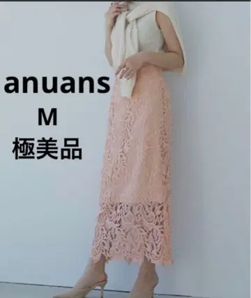 스칼라 레이스 스트레이트 스커트 M 코랄 시착만 한 상품 24SS