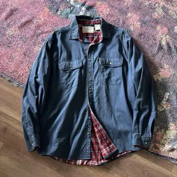 LL BEAN COTTON TWILL FLANNEL WORK SHIRT