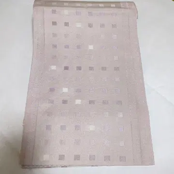 나고야 오비 옅은 핑크 옅은 보라색 정사각형 무늬 교토 후쿠로 오비