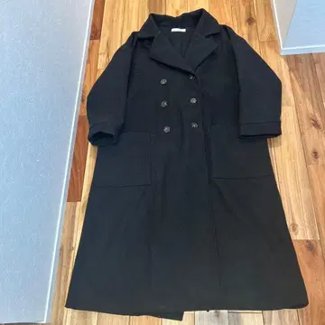 블랙 더블 버튼 롱 코트 체스터 코트