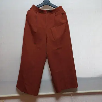 브라운 와이드 팬츠 폴리에스테르 혼방