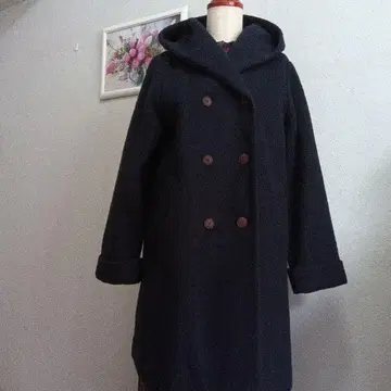 사만사 모스모스 다크 네이비 더블 브레스트 롱 코트