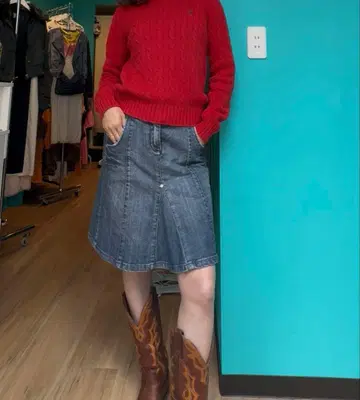 데님 플레어 스커트