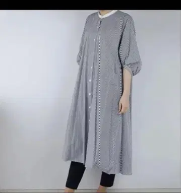 미즈이로 인디 스트라이프 롱 셔츠 원피스