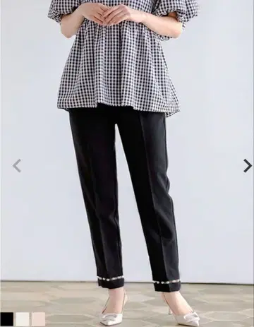 Fit more 사다리 밑단 펄 테이퍼드 팬츠