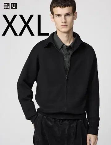 UNIQLO U 25AW 더블 페이스 풀 지퍼 자켓 블랙 XXL