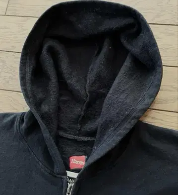 Hanes 풀 집업 후드티 블랙 무지 L